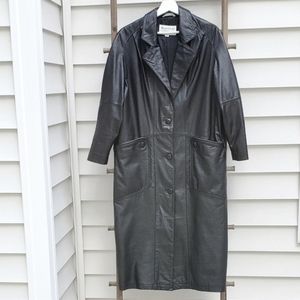 Brandon Thomas Black Leather Trench Coat